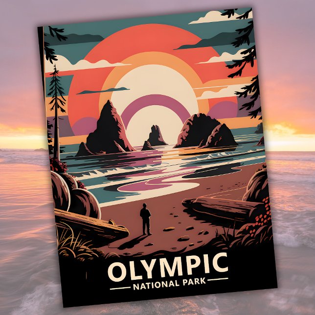 Custom Olympic National Park Rialto Beach Sunset Postkarte (Custom Olympic National Park Rialto Beach Sunset Postcard)
