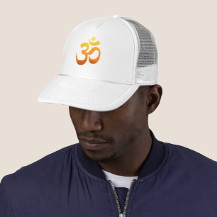 Custom Om Mantra Symbol Mens Weiße Truckerkappe