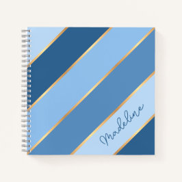 Custom Ombre Dark Medium Light Blue Streifen Notizbuch