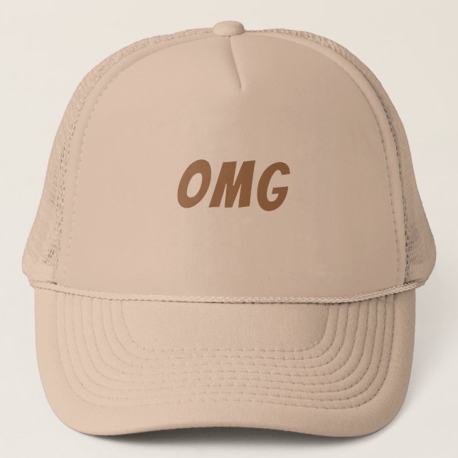 Custom OMG Text Khaki Color Trucker Hats Truckerkappe (Vorderseite)