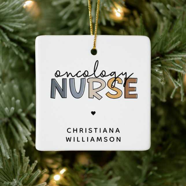 Custom Oncology Nurse Oncology RN Geschenke Keramikornament (Baum)