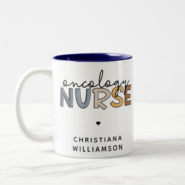 Custom Oncology Nurse Oncology RN Geschenke Zweifarbige Tasse (Links)