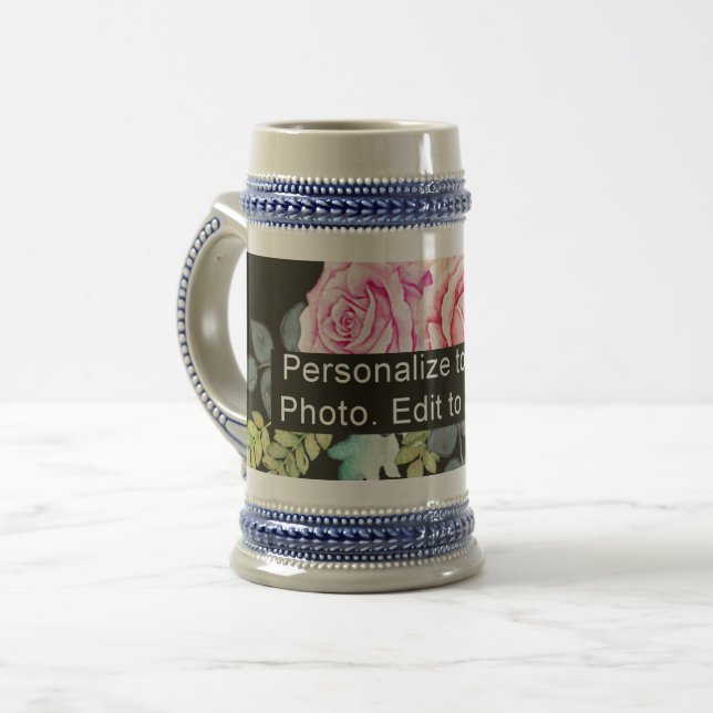 Custom One Foto Artwork Slogan Grau Blau Bierglas (Vorderseite Links)