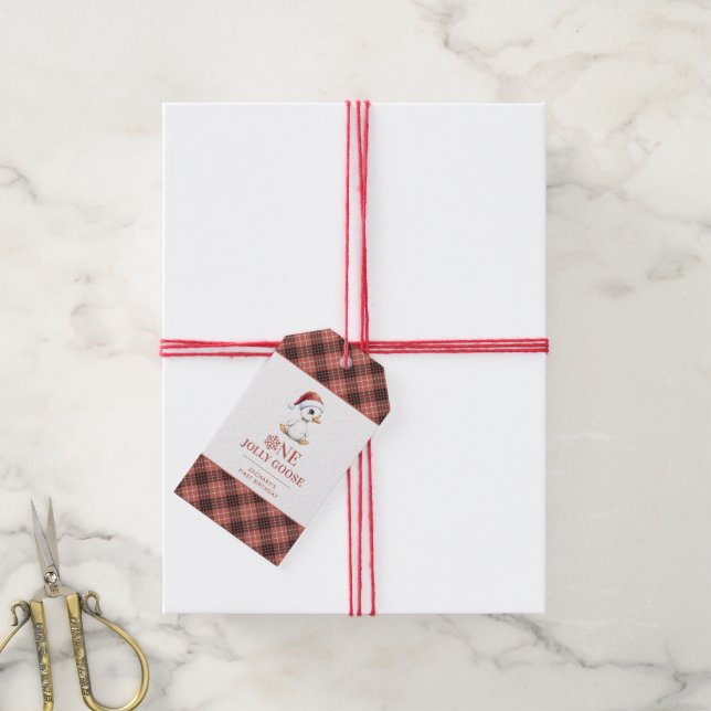 Custom One Jolly Goose December First Birthday Geschenkanhänger (Mit Garn)