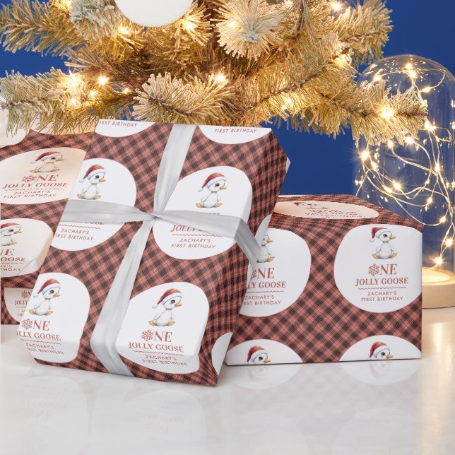 Custom One Jolly Goose December First Birthday Geschenkpapier (Feiertage)