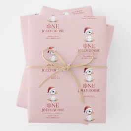 Custom One Jolly Goose December First Birthday Geschenkpapier Set