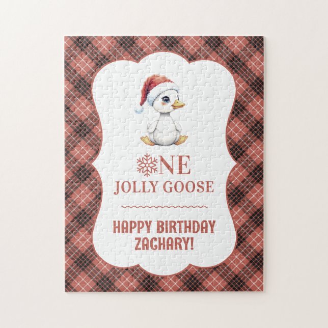 Custom One Jolly Goose December First Birthday Puzzle (Vertikal)