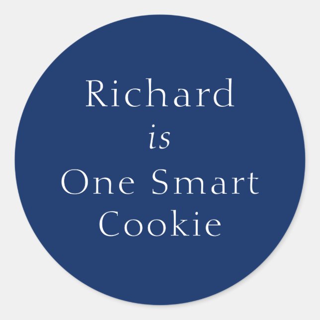 Custom One Smart Cookie Blue Round Aufkleber (Vorderseite)