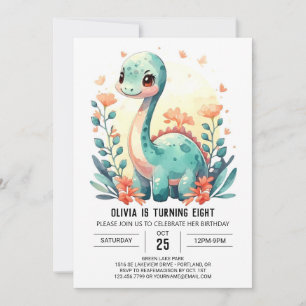 Custom Online Pastel Dinosaur Geburtstag Einladung