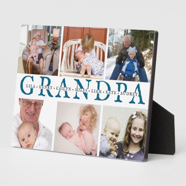 Custom Opa & Grandkids Foto Collage Plaque Fotoplatte (Seite)