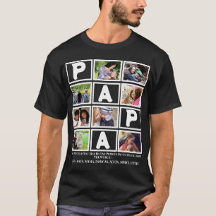 Custom Opa Vathers Day Papa 9 FotoCollage T-Shirt