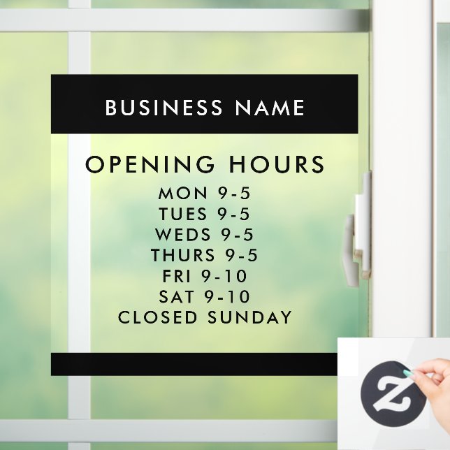 Custom Opening Hours Modern Minimalist Window Fensteraufkleber (Zuhause)