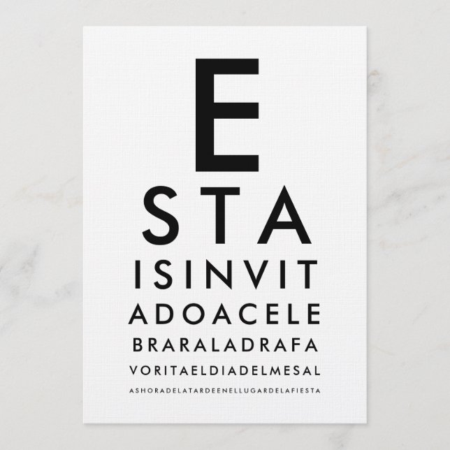 Custom Ophthalmology Optometry Eye Chart Einladung (Vorderseite)