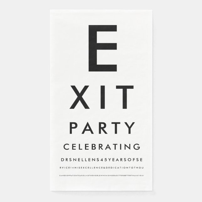 Custom Optometrist Reading Test Retirement Party Serviette (Vorderseite)