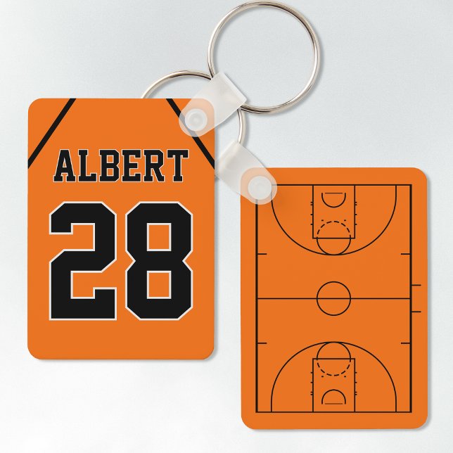 Custom Orange & Black Basketball Court und Jersey Schlüsselanhänger (Von Creator hochgeladen)