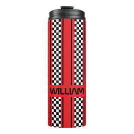 Custom Orange Black Race Sport Strip Thermosbecher