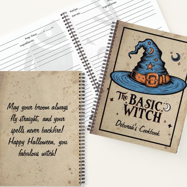 Custom Orange Black Witchy Hat Halloween Hexe Notizbuch (Von Creator hochgeladen)