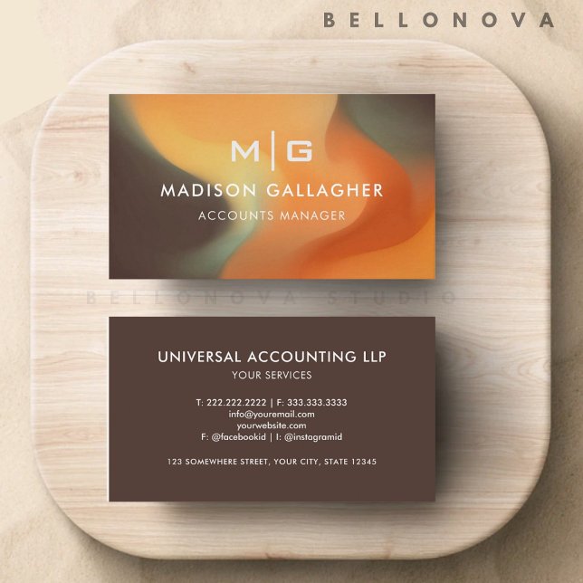 Custom Orange Brown Ästhetik Beruflich Visitenkarte (Custom Orange Brown Aesthetic Professional Business Card)