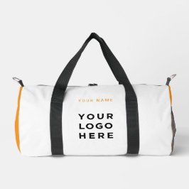 Custom Orange Business Logo Name Instagram Fitness Duffle Bag