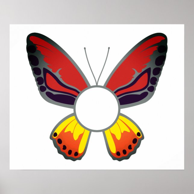 Custom Orange Butterfly Round Monogram Poster (Vorne)
