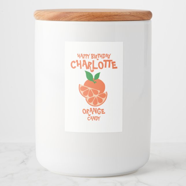 Custom Orange Candy Jar Label Lebensmitteletikett (Vorderseite)