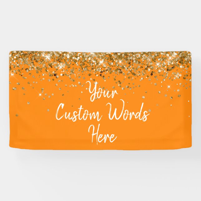 Custom Orange Gold Birthday Party Foto Stand Prof. Banner (Horizontal)