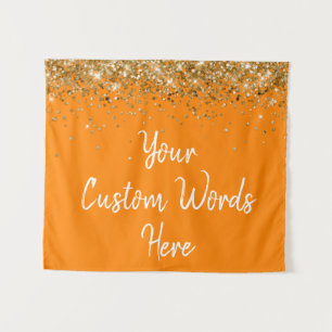 Custom Orange Gold Birthday Party Foto Stand Prof. Wandteppich