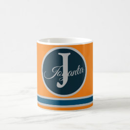 Custom  orange greay blue Monogram Elegant Kaffeetasse