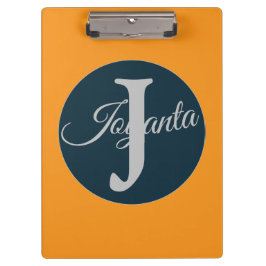 Custom  orange greay blue Monogram Elegant Klemmbrett