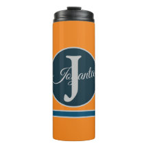 Custom  orange greay blue Monogram Elegant
