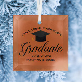 Custom Orange High School Abschluss Weihnachten Ornament Aus Glas