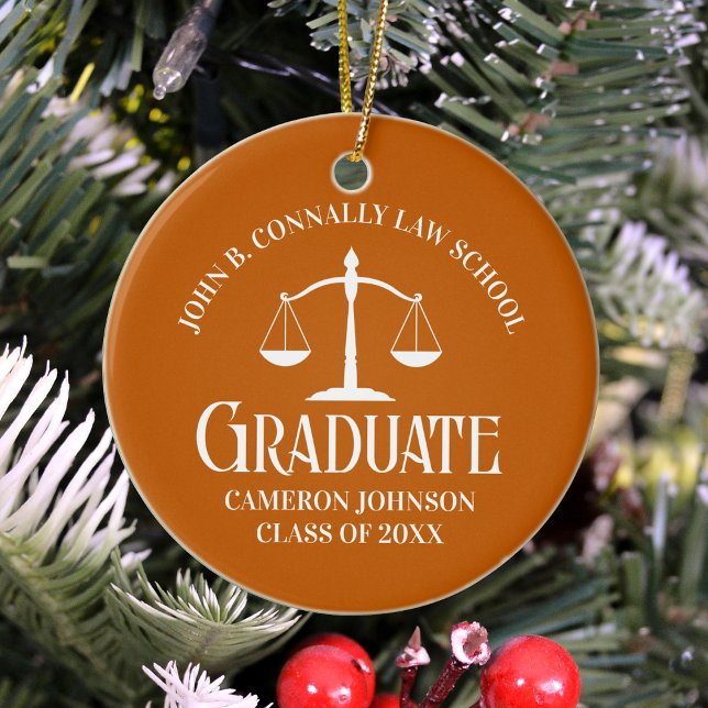 Custom Orange Law School Graduate Foto Weihnachten Keramik Ornament (Von Creator hochgeladen)