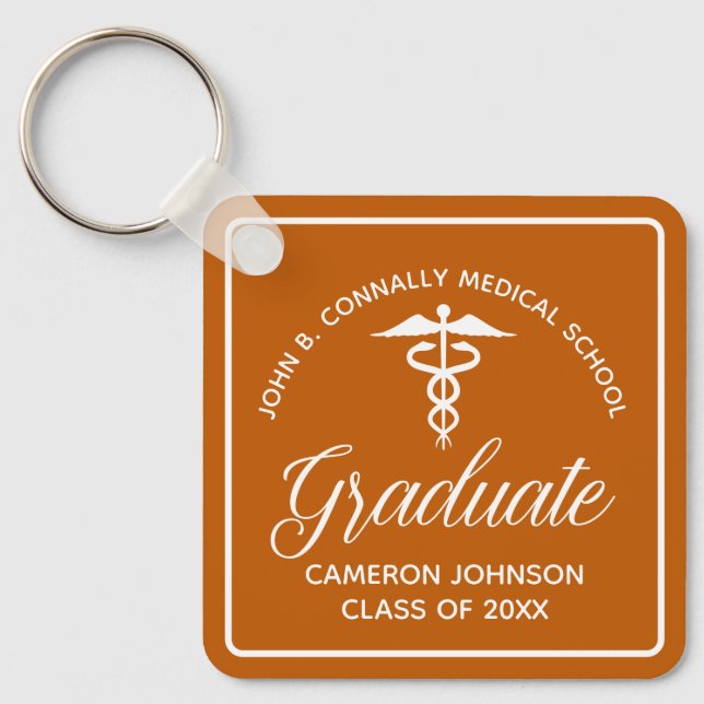 Custom Orange Medical School Graduation Keepsake Schlüsselanhänger (Vorderseite)