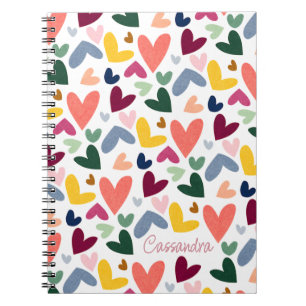 Custom Orange Mint Green Pink Blue Hearts Art Notizblock