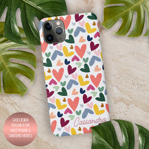 Custom Orange Minze Green Pink Blue Heart Muster iPhone 11Pro Max Hülle