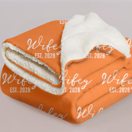 Custom Orange Mr & Mrs Blanket Gift for Newlyweds Sherpadecke