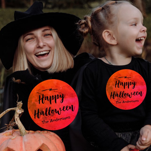 Custom Orange und Black Full Moon Happy Halloween Hoodie (Von Creator hochgeladen)