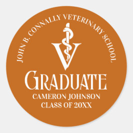 Custom Orange Veterinary School Graduation Party Runder Aufkleber