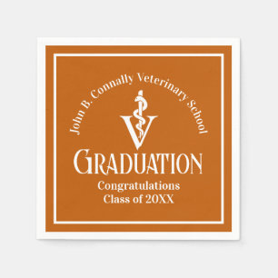 Custom Orange Veterinary School Graduation Party Serviette