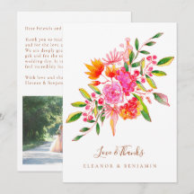 Custom Orange Watercolor Botanical Photo Wedding