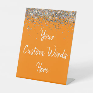 Custom Orange White Geburtstagsparty Ihr Text hier Sockelschild