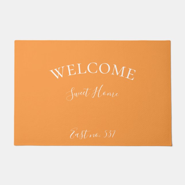 Custom Orange White Modern Welcome Doormat Fußmatte (Vorderseite)