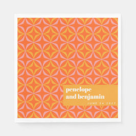 Custom Orange Yellow Retro Typografy Wedding Serviette