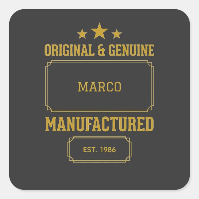 Custom Original & Genuine Birthday Quadratischer Aufkleber (Vorderseite)
