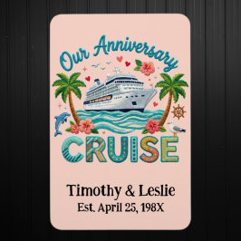 Custom Our Anniversary Faux Embroidery Cruise Door Magnet