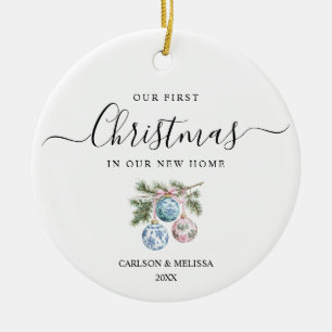 Custom Our First Christmas Chinoiserie Bauble Keramik Ornament