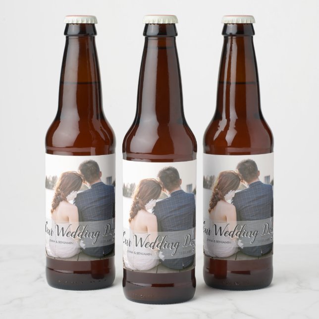 Custom Our Wedding Day Foto Bierflaschenetikett (Flaschen)
