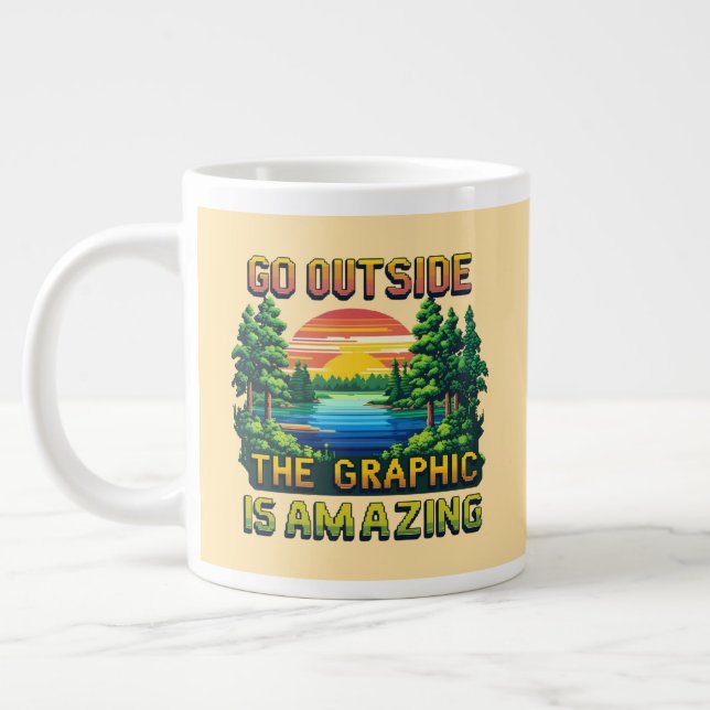 Custom Outdoor Nature Scene Pixel Art Graphic  Jumbo-Tasse (Links)