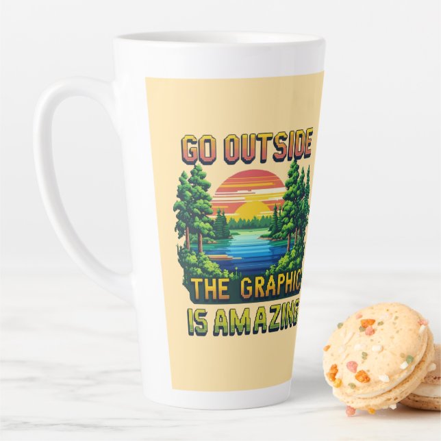 Custom Outdoor Nature Scene Pixel Art Graphic  Milchtasse (Beispiel)