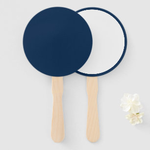 Custom Oxford Blue + White Round Event Fans Fächer